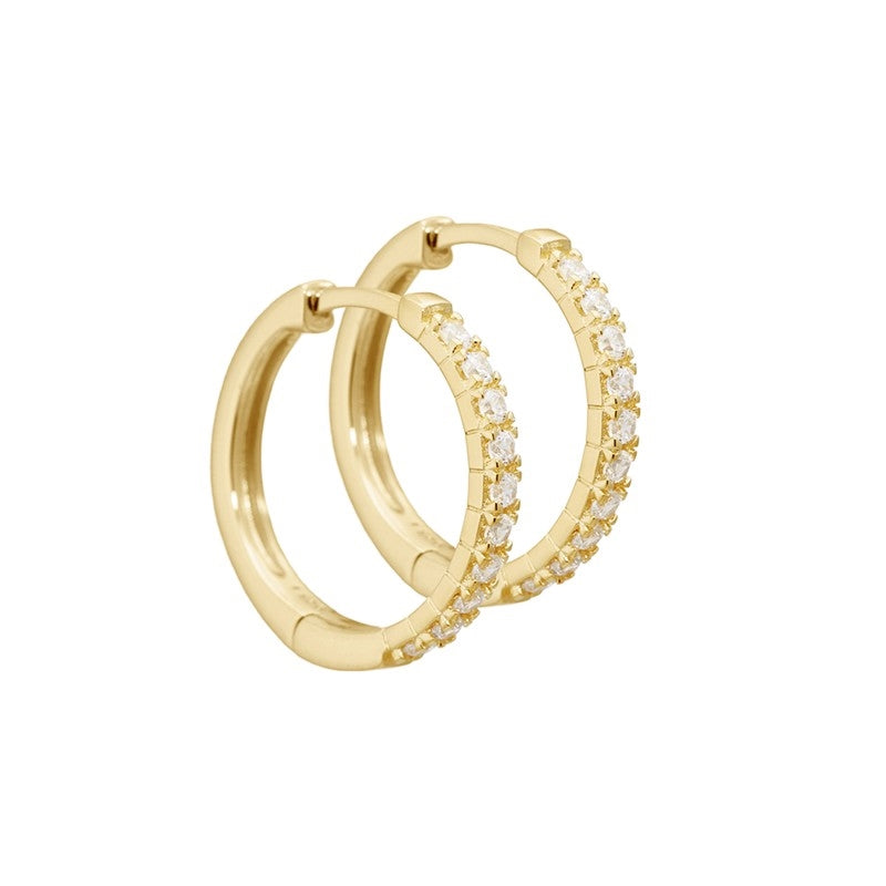 Aqua Dulce darling hoop øreringe 20 mm i forgyldt 925 sterling sølv med klare zirkonia.